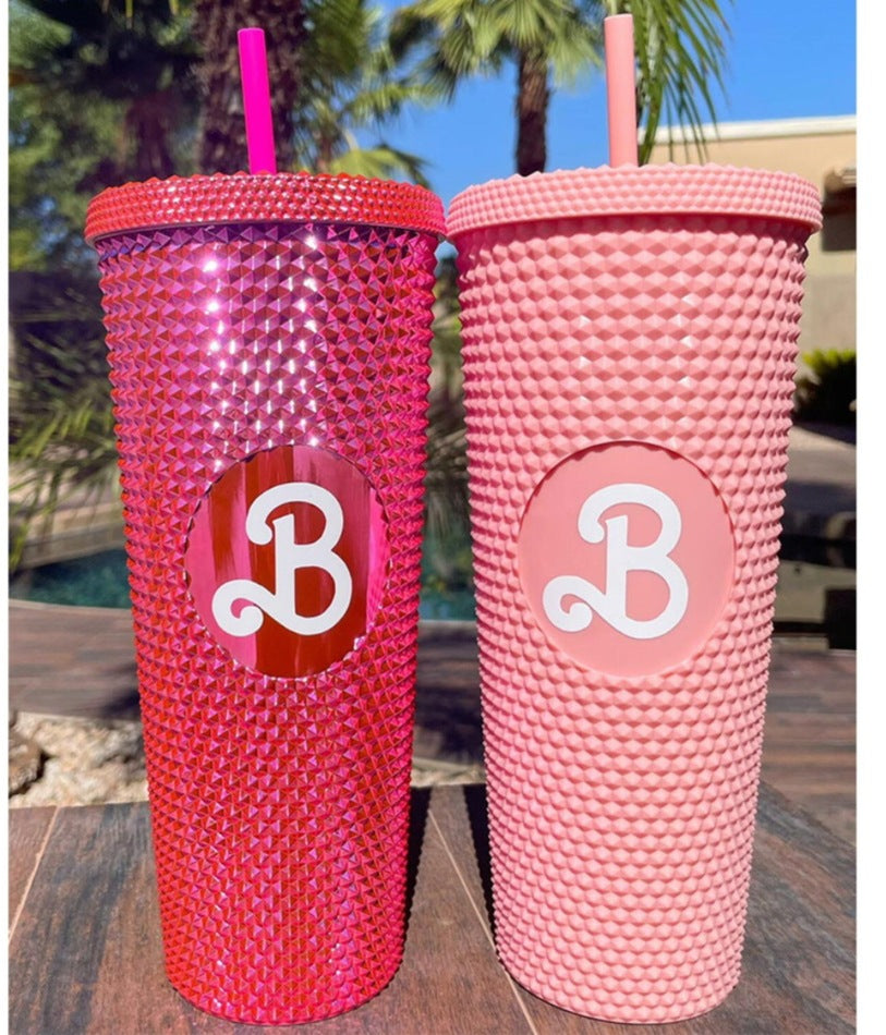 Double Plastic Straw Cup 710ml Diamond Cup