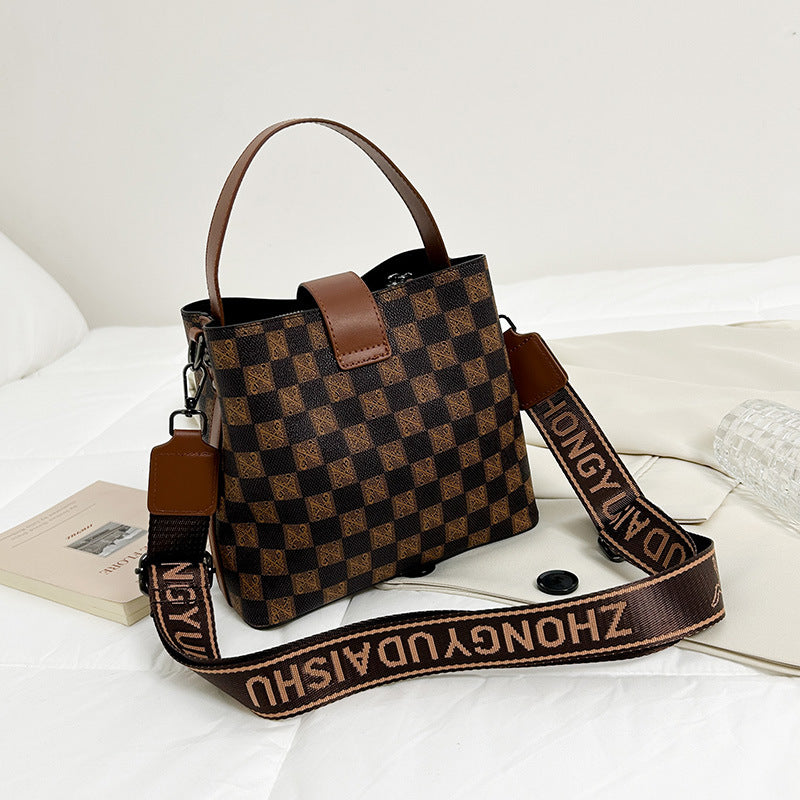 Bucket bag printed letter shoulder women's bag