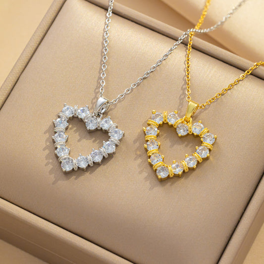 Hollow Heart Necklace with Full Zircon, Amazon Bestseller