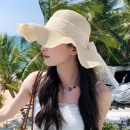 Lace Hat Trend Summer Sun Bow Wide Brim Beach