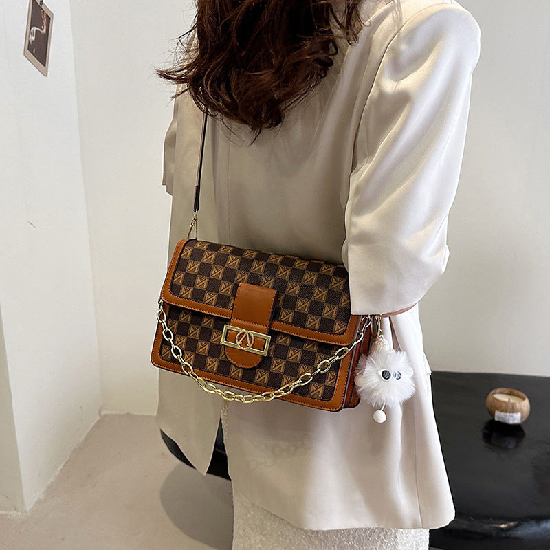 Small square bag retro printing contrasting color bag wholesale