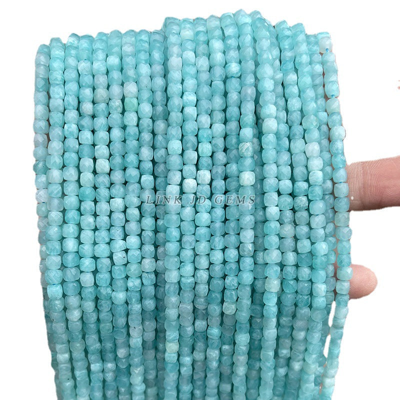 4-5Mm natural Tianhe stone faceted square loose beads