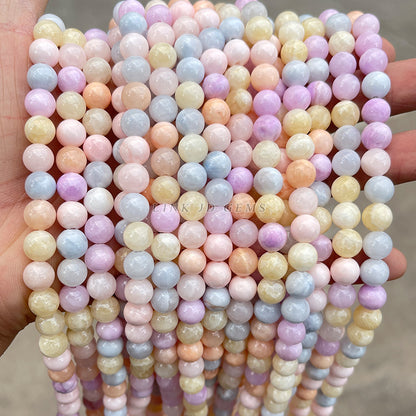 Chalcedony loose beads light blue jade round beads wholesale