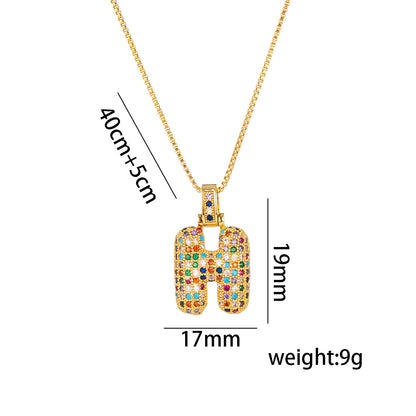 Colorful Zircon Letter Pendant Necklace for Amazon