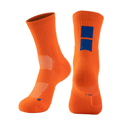 Adult Mid-Calf Gradient Basketball Socks Thick Sports Socks