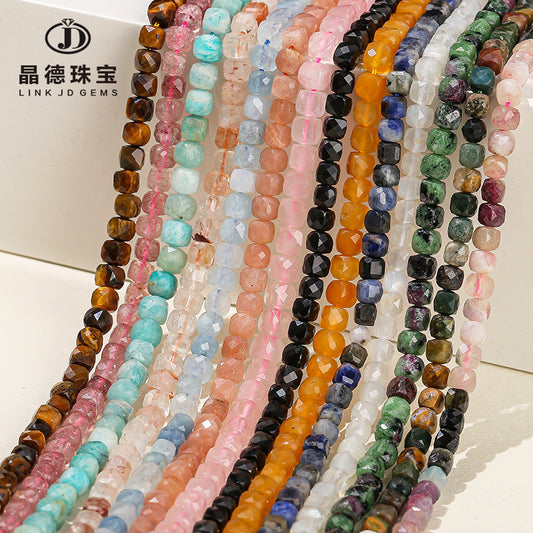 4Mm crystal agate square loose beads