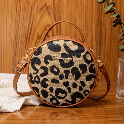 Vintage leopard print small round bag