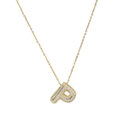 fashion A-Z Copper Zircon Letter Necklace Pendant