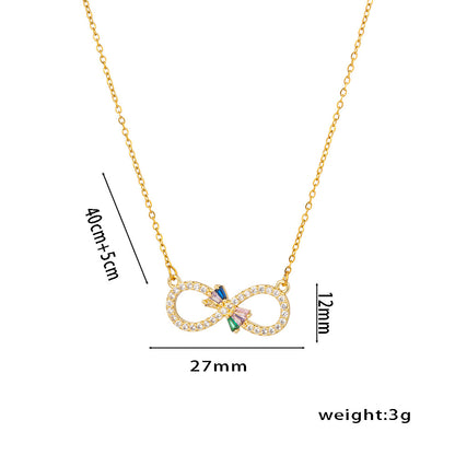 Colorful Zircon Pendant Stainless Steel Necklace