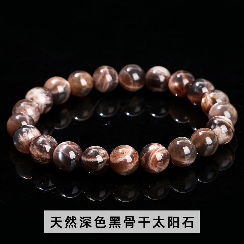 Natural black backbone sunstone bracelet