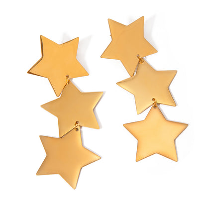 Three-layer five-pointed star earrings