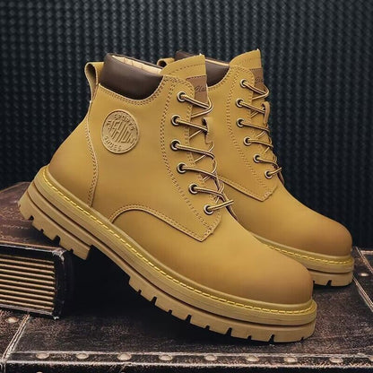 Men's British Style Retro Thick-Soled Work Boots