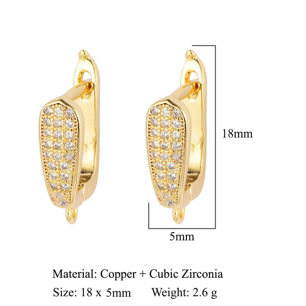 Square diamond copper micro-inlaid women's ear buckle