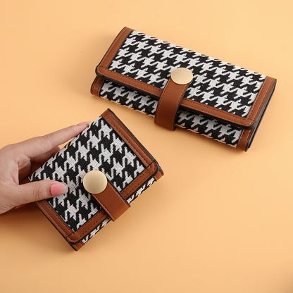 Long thousand bird grid buckle multi-card wallet