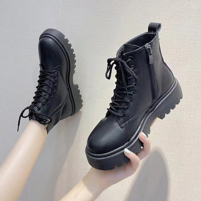 Black Front Lace-Up Martin Boots Women