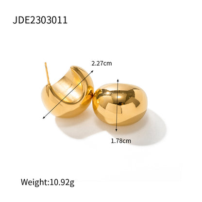 Half-circle thick C-shaped hollow earrings