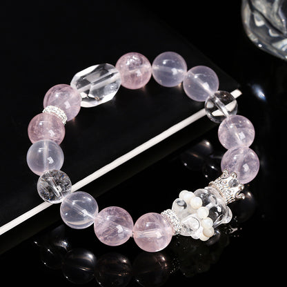 Natural moissanite quartz white crystal mixed bracelet