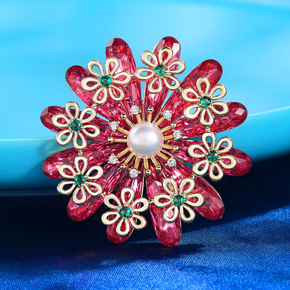 Crystal Flower Brooch Brooch Versatile