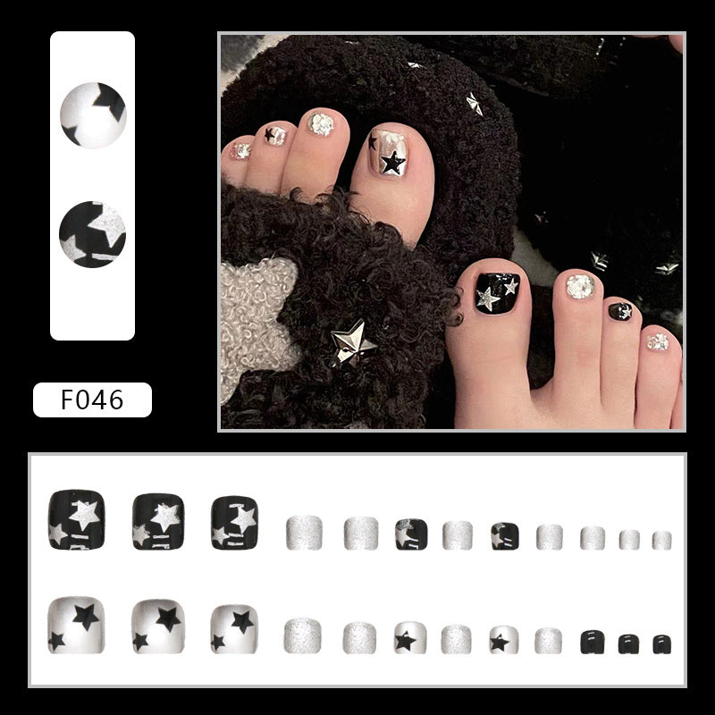 Bright Glitter Star Toe Nails