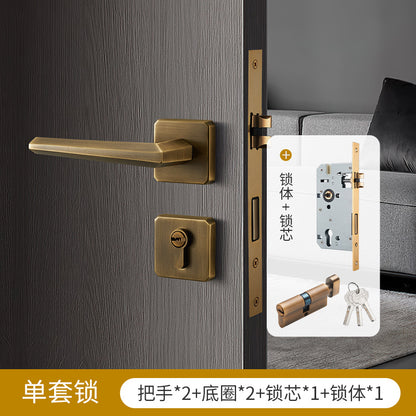 Solid brass square ring door lock