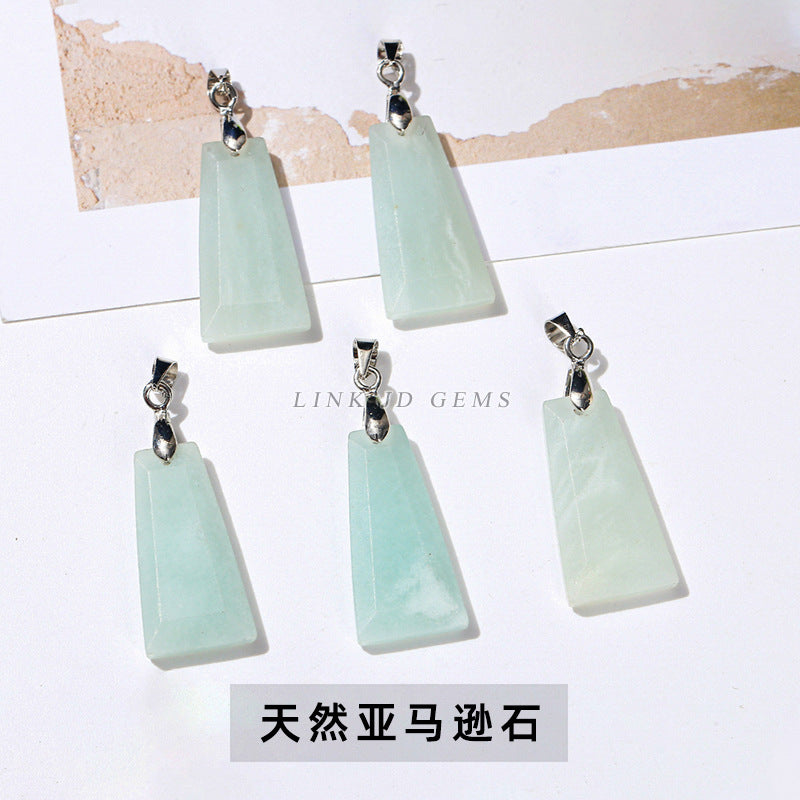 Natural stone crystal cut trapezoidal no matter card pendant