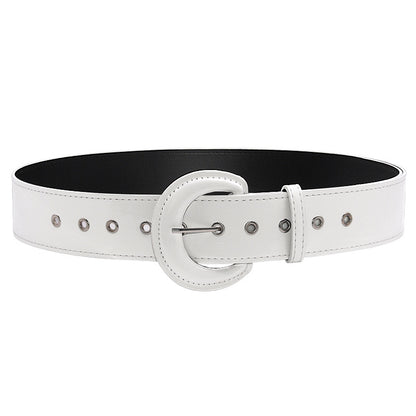 Women's D-Bag Buckle Patent Leather Wide Belt