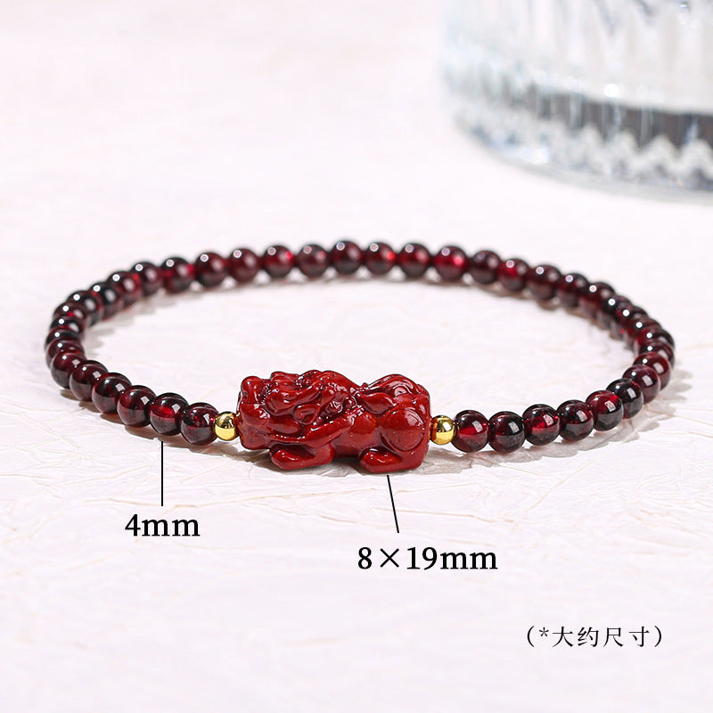 Natural garnet purple sand Pixiu bracelet