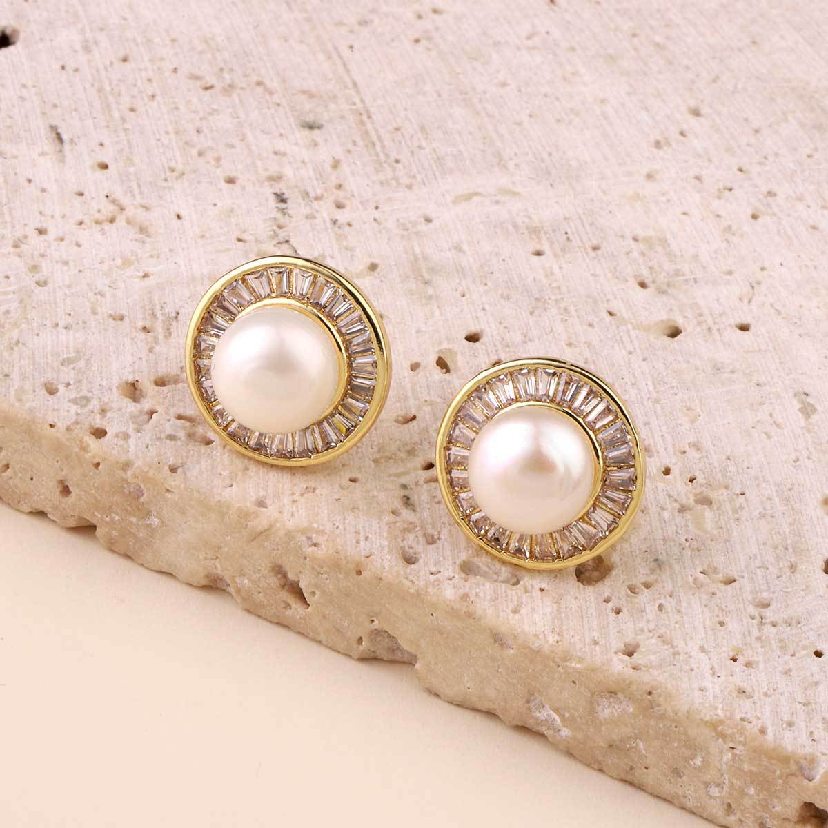 Natural Pearl Stud Earrings Clover Shell Butterfly