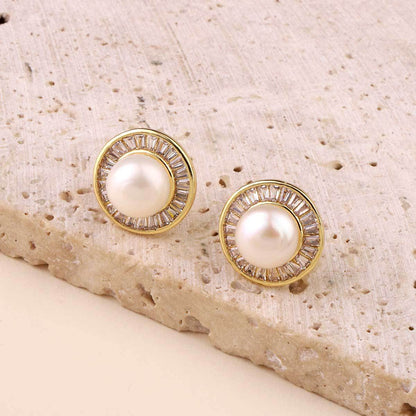 Natural Pearl Stud Earrings Clover Shell Butterfly