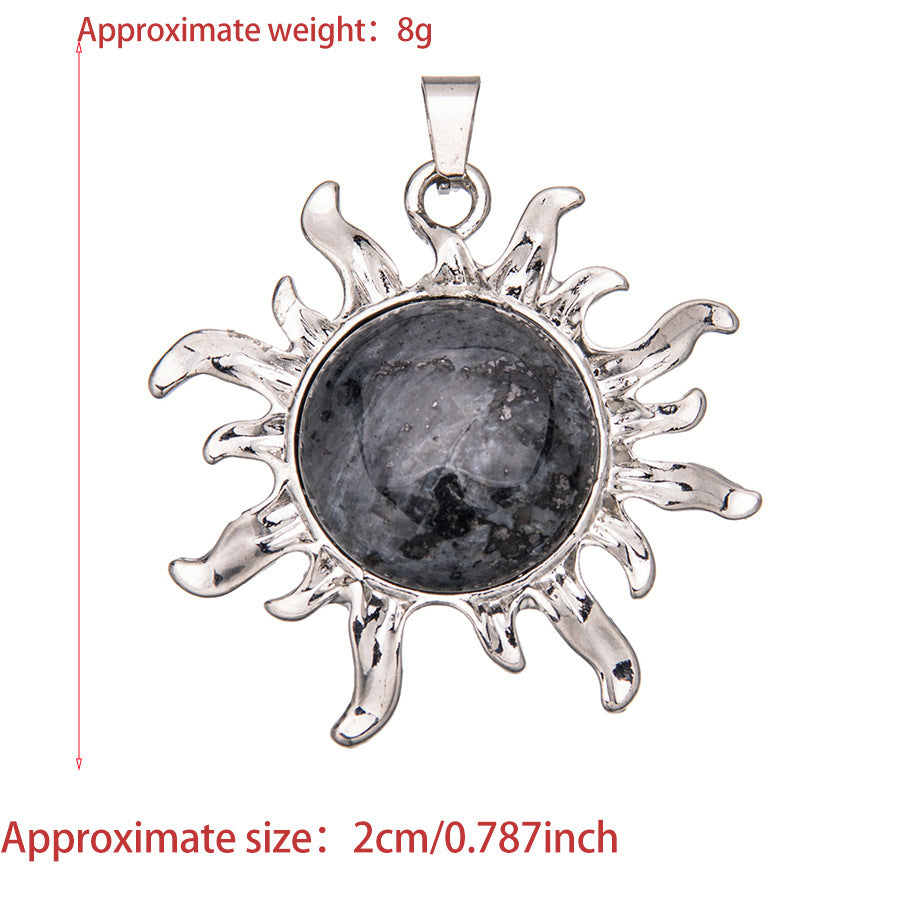 Sunflower alloy round ring inlaid crystal pendant