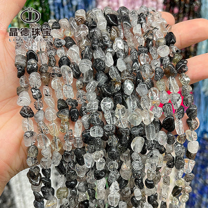 6-8Mm natural black hair crystal with shaped beads loose beads