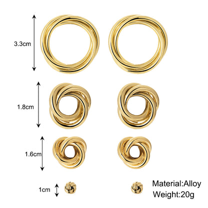 Real gold plated hoop earrings set 4 pieces