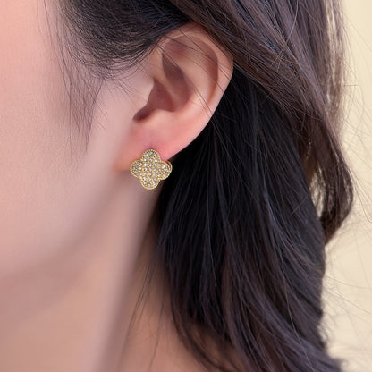 Clover Delicate 18K Gold Plated Double Sided Ear Clips