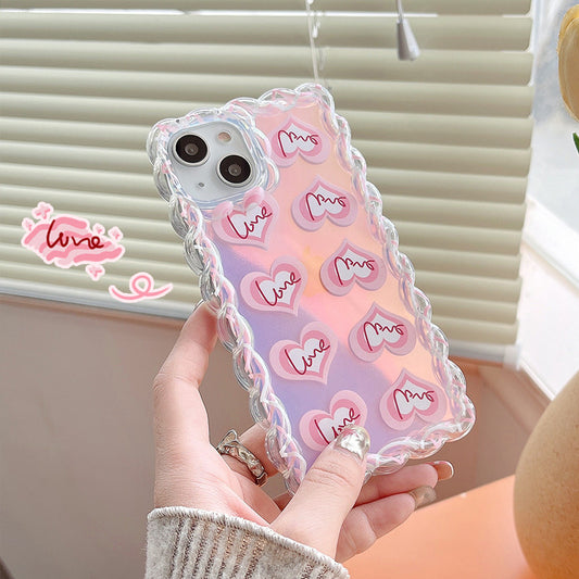 iPhone 14 Twist Patchwork Floral Apple XR Lace Pink Heart