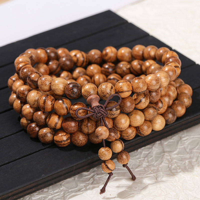 Agarwood multi-circle Buddha bead bracelet.