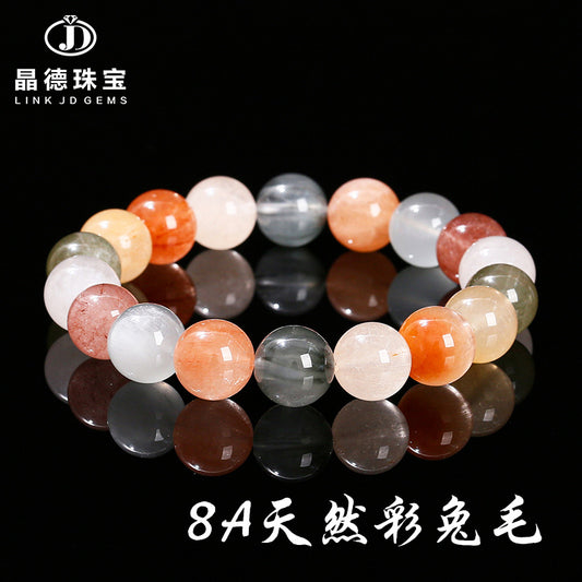 Pulsera de cristal de pelo de conejo de color natural 8A 