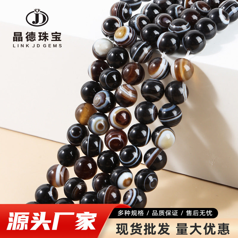 Black eye striped agate loose beads