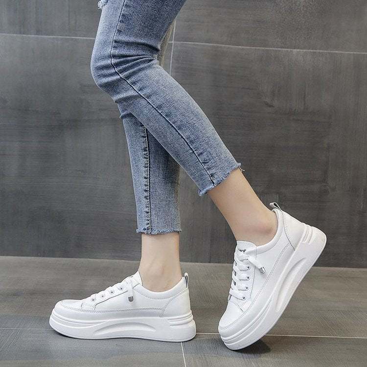 Thick-soled casual muffin little white shoes