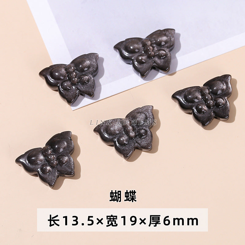 Wholesale of natural silver obsidian carving pendants