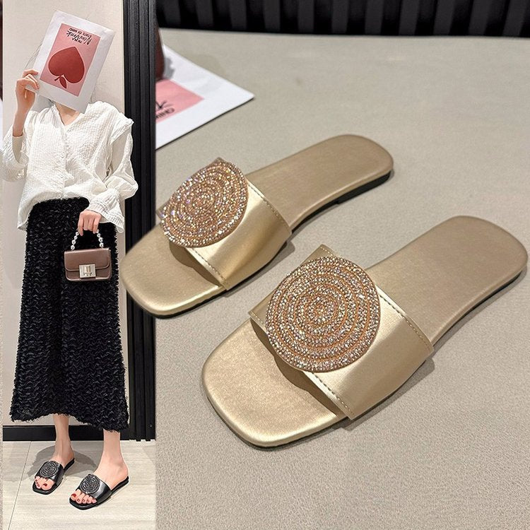 Circle Rhinestone Slippers