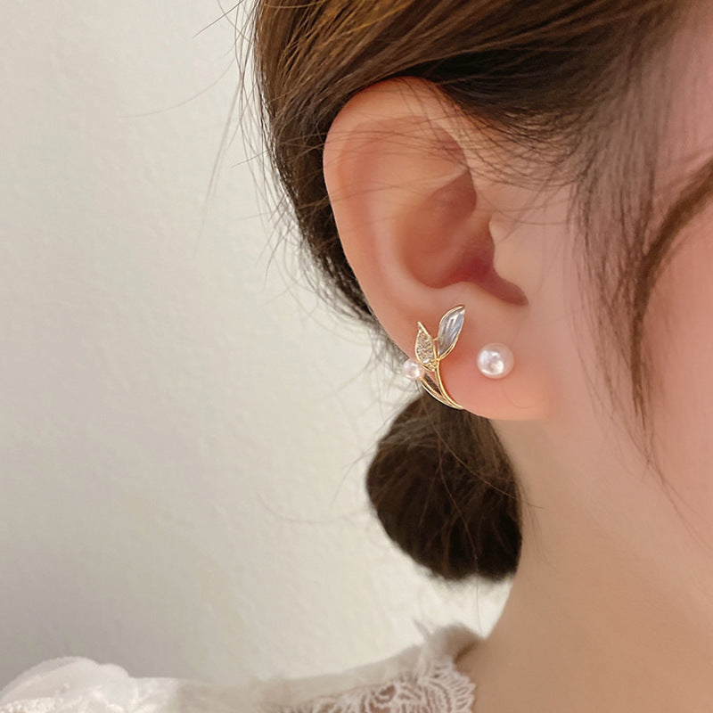 Pearl Leaf Spring Summer Earrings