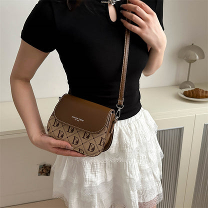 Letter texture small square bag shoulder messenger bag