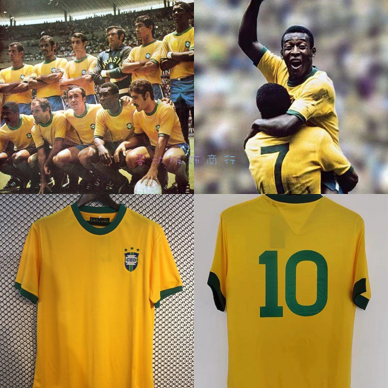 1970 World Cup Brazil Retro 10 Pel¨¦ Classic Replica Thai Jersey