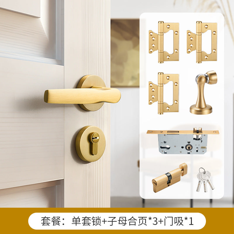 Gold mechanical door lock handle lock