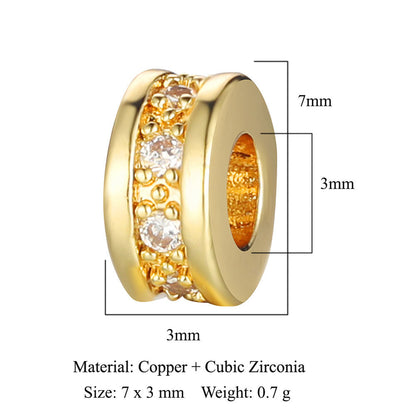 18k real gold copper zircon beads spacer beads