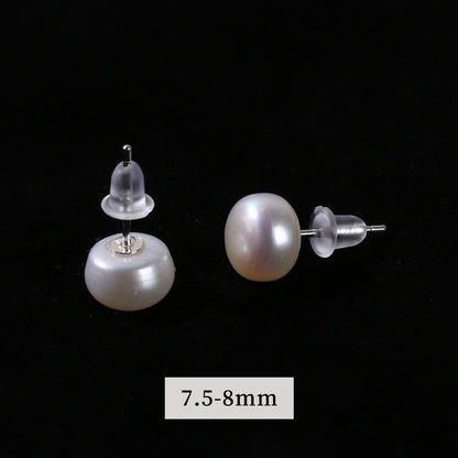 S925 silver natural freshwater pearl stud earrings