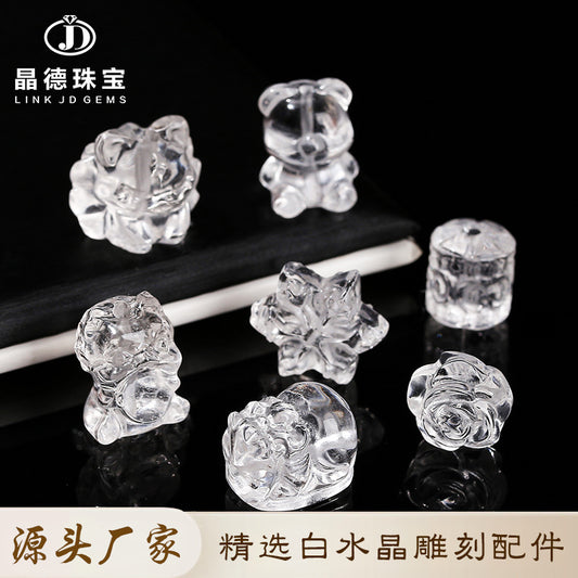 Natural white crystal jewelry accessories loose bead engraving