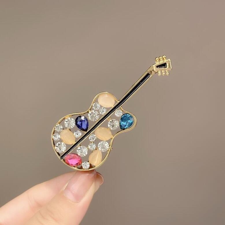 Hollow out opal guitar brooch