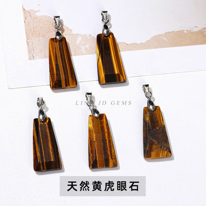 Natural stone crystal cut trapezoidal no matter card pendant