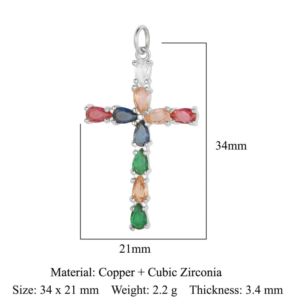 Cross jadeite copper zircon pendant.